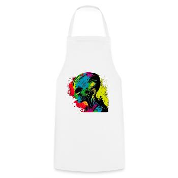 Cool Rétro Futuristic Alien - Arc-en-ciel - Tablier de cuisine - blanc - Devant - AI Model Male 185 dark (185cm)