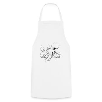 Delicate Octopus Octopus Illustration in Black - Cooking Apron - white - Front - AI Model Male 185 dark (185cm)