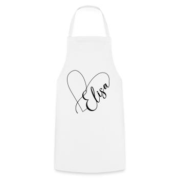 Elisa Name Heart Line - Cooking Apron - white - Front - AI Model Male 185 dark (185cm)