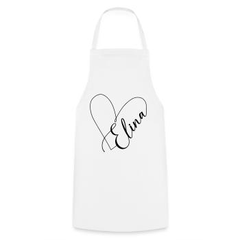 Elina Name Heart Line - Cooking Apron - white - Front - AI Model Male 185 dark (185cm)
