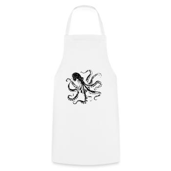 Illustration de poulpe cool en noir - Tablier de cuisine - blanc - Devant - AI Model Male 185 dark (185cm)