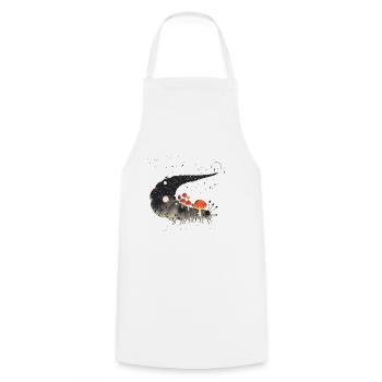 Surreal Caterpillar with Toadstools - Forest Motif - Cooking Apron - white - Front - AI Model Male 185 dark (185cm)
