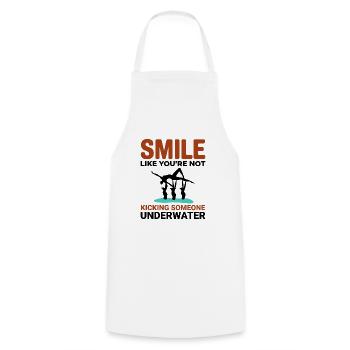 Synchronized Swimming Kicking Underwater Smile - Cooking Apron - white - Front - AI Model Male 185 dark (185cm)