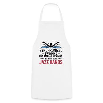 Natation synchronisée Jazz Mains Nageur Humour - Tablier de cuisine - blanc - Devant - AI Model Male 185 dark (185cm)