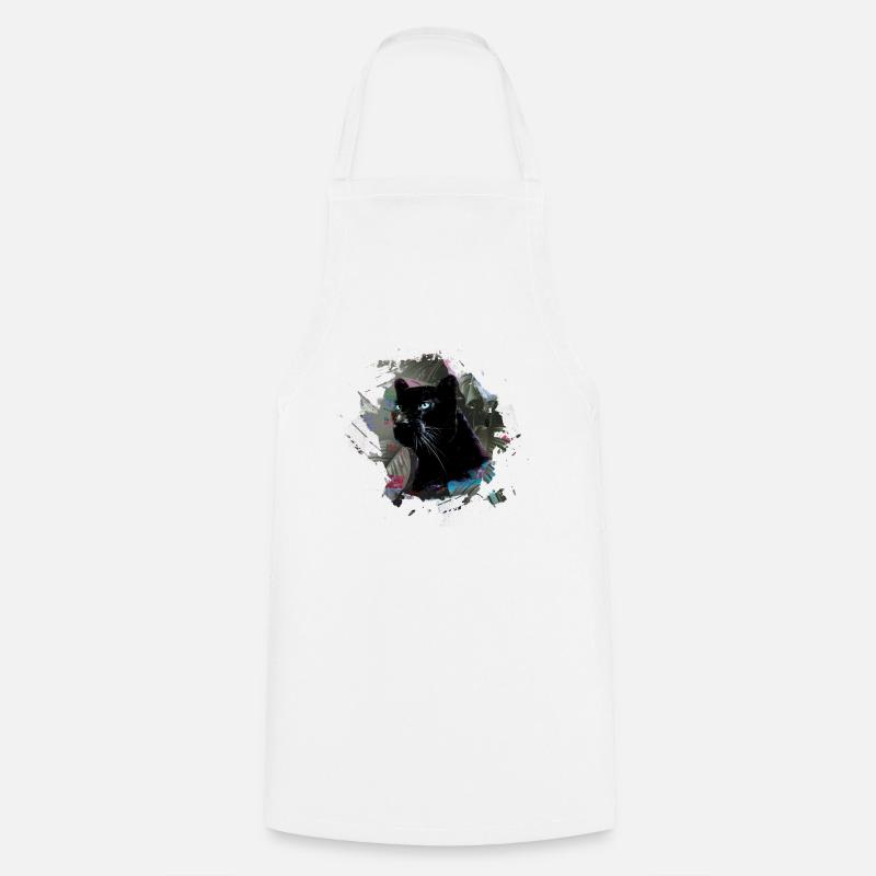 panthère, guépard, léopard, noir, vert, jungle - Tablier de cuisine - blanc