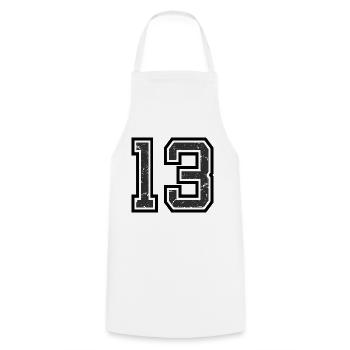 Cool Number 13 - 13 Years Old 13th Birthday Gift - Cooking Apron - white - Front - AI Model Male 185 dark (185cm)
