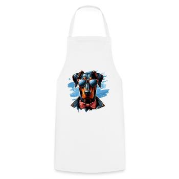 Doberman mignon portant des lunettes de soleil - Tablier de cuisine - blanc - Devant - AI Model Male 185 dark (185cm)