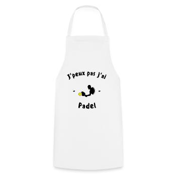 J'Peux Pas J'Ai padel - Tablier de cuisine - blanc - Devant - AI Model Male 185 dark (185cm)