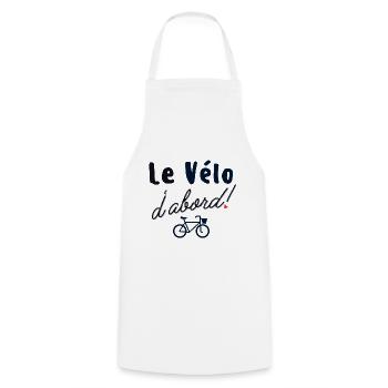 Le vélo d abord - Tablier de cuisine - blanc - Devant - AI Model Male 185 dark (185cm)