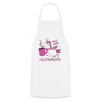 Einhorn Glühweinhorn Halo I Bims 1 Glühw1horn pink - Kochschürze - Weiß - Vorne - AI Model Male 185 dark (185cm)