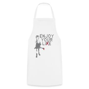 Enjoy your Life (Lie) Rebellion Truth Faith - Cooking Apron - white - Front - AI Model Male 185 dark (185cm)