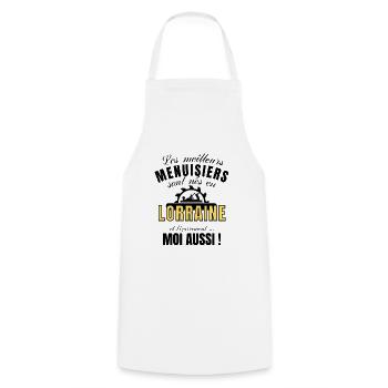 Cadeau Homme menuisier Lorrain Anniversaire Noel - Tablier de cuisine - blanc - Devant - AI Model Male 185 dark (185cm)