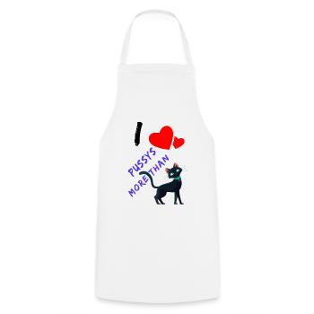 J’aime Pussys plus que les chats. J’aime la chatte - Tablier de cuisine - blanc - Devant - AI Model Male 185 dark (185cm)