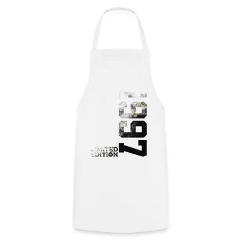 29TH BIRTHDAY 29 YEARS LIMITED EDITION 1997 - Cooking Apron - white - Front - AI Model Male 185 dark (185cm)