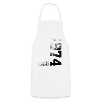 52ND BIRTHDAY 52 YEARS LIMITED EDITION 1974 - Cooking Apron - white - Front - AI Model Male 185 dark (185cm)