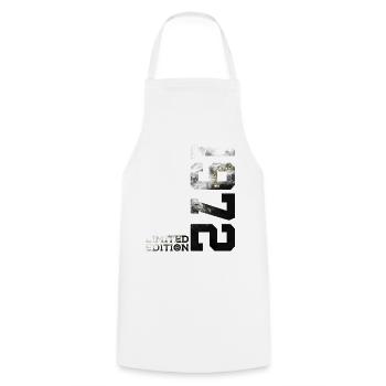 54TH BIRTHDAY 54 YEARS LIMITED EDITION 1972 - Cooking Apron - white - Front - AI Model Male 185 dark (185cm)
