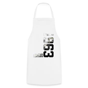 63RD BIRTHDAY 63 YEARS LIMITED EDITION 1963 - Cooking Apron - white - Front - AI Model Male 185 dark (185cm)