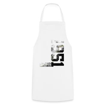 75TH BIRTHDAY 75TH ANNIVERSARY LIMITED EDITION 1951 - Cooking Apron - white - Front - AI Model Male 185 dark (185cm)