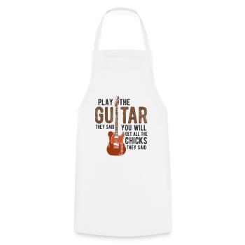 Akustik Spruch Für E-Gitarre Konzert Gitarre - Kochschürze - Weiß - Vorne - AI Model Male 185 dark (185cm)