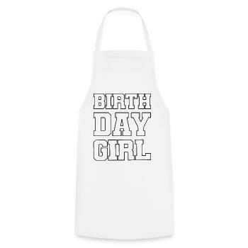 Fille d’anniversaire - Tablier de cuisine - blanc - Devant - AI Model Male 185 dark (185cm)