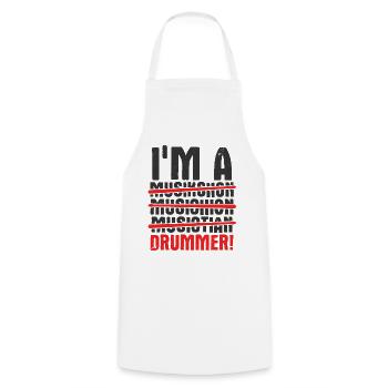 Schlagzeug Spieler Drummer - Kochschürze - Weiß - Vorne - AI Model Male 185 dark (185cm)