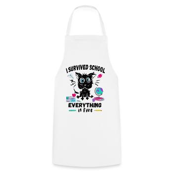 Last day of school, I survived School - Cooking Apron - white - Front - AI Model Male 185 dark (185cm)