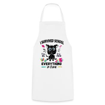 Last day of school, I survived School - Cooking Apron - white - Front - AI Model Male 185 dark (185cm)