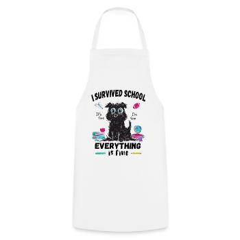 Last day of school, I survived School - Cooking Apron - white - Front - AI Model Male 185 dark (185cm)