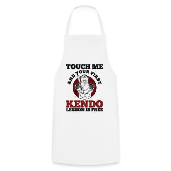 Japanischer Schwertkampf Kendo - Kochschürze - Weiß - Vorne - AI Model Male 185 dark (185cm)