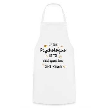 Psychologue Phrase Drôle Super Pouvoir Cadeau - Tablier de cuisine - blanc - Devant - AI Model Male 185 dark (185cm)
