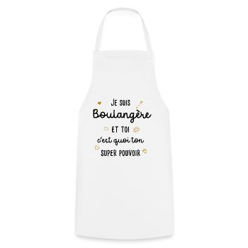 Cadeau Phrase Drôle Boulangère Boulangerie - Tablier de cuisine - blanc - Devant - AI Model Male 185 dark (185cm)