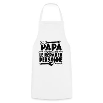 Papa Bricoleur Si Papa Ne Peut Pas Le Réparer - Tablier de cuisine - blanc - Devant - AI Model Male 185 dark (185cm)