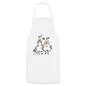 Coq et poule - Tablier de cuisine - blanc - Devant - AI Model Male 185 dark (185cm)