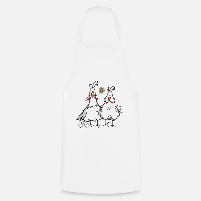 Rooster and Hen - Cooking Apron - white