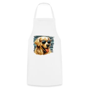 Mignon Retriver doré portant des lunettes de soleil - Tablier de cuisine - blanc - Devant - AI Model Male 185 dark (185cm)
