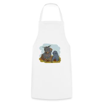 Illustrated design with cat and dog - Cooking Apron - white - Front - AI Model Male 185 dark (185cm)