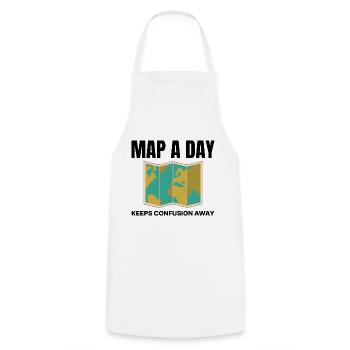 World Map GIS Cartography Earth Geography - Cooking Apron - white - Front - AI Model Male 185 dark (185cm)