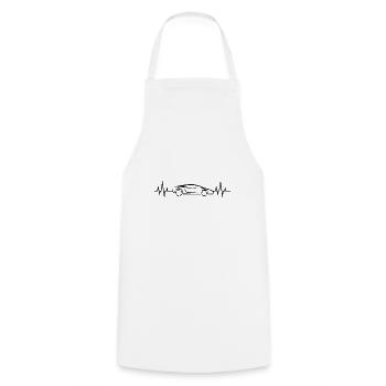 Herzschlag - Heartbeat / Sportwagen - Kochschürze - Weiß - Vorne - AI Model Male 185 dark (185cm)