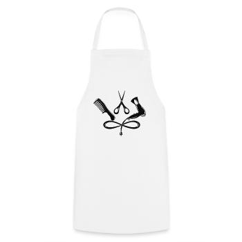 Coiffeur coiffeurs salon peigne, ciseaux, sèche-cheveux - Tablier de cuisine - blanc - Devant - AI Model Male 185 dark (185cm)