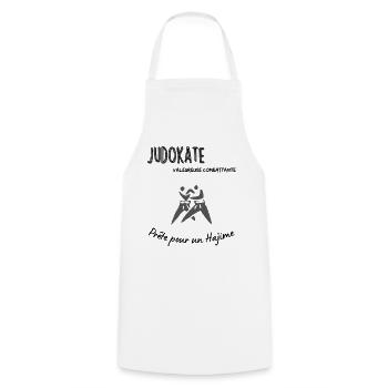 Judokate prête pour un hajime - Tablier de cuisine - blanc - Devant - AI Model Male 185 dark (185cm)
