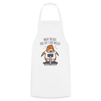 A funny mole saying weight on the scales - Cooking Apron - white - Front - AI Model Male 185 dark (185cm)