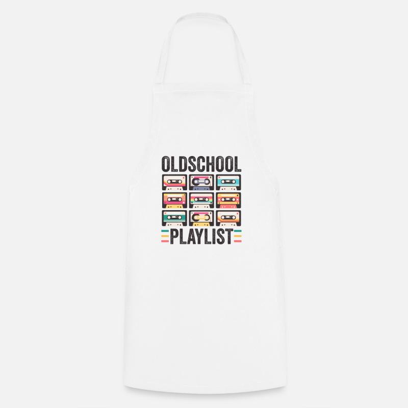 80s 90s Cassette Mixtape Retro Funny - Cooking Apron - white