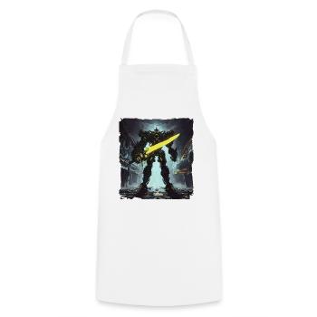Futuristic Cyberpunk Mech Warrior Sci Fi Robot - Cooking Apron - white - Front - AI Model Male 185 dark (185cm)