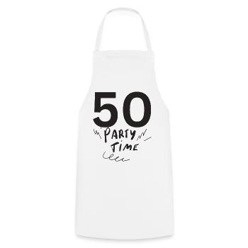 50 - Cooking Apron - white - Front - AI Model Male 185 dark (185cm)
