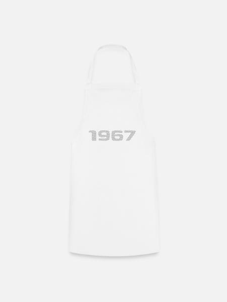 Born 1967 Retro Stripe Modern Birthday Design - Cooking Apron - white