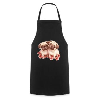 Mops - Kochschürze - Schwarz - Vorne - AI Model Male 185 dark (185cm)
