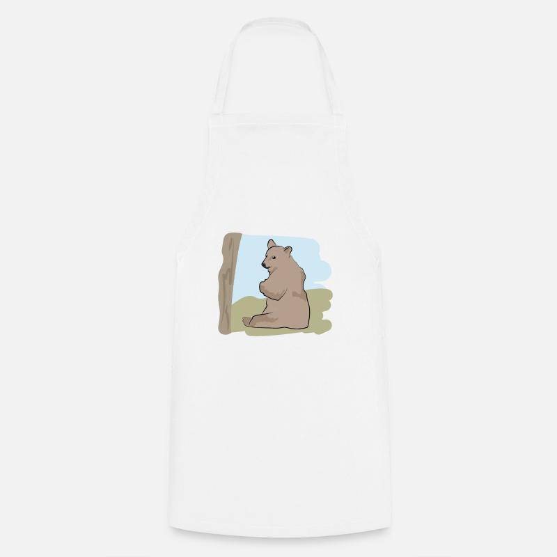 Illustrated design with bear - Cooking Apron - white
