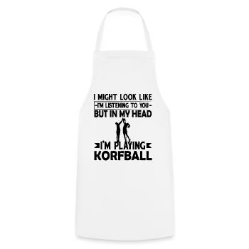 Korfball Gift Idea Funny saying - Cooking Apron - white - Front - AI Model Male 185 dark (185cm)