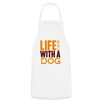 Vivre avec un chien - Tablier de cuisine - blanc - Devant - AI Model Male 185 dark (185cm)