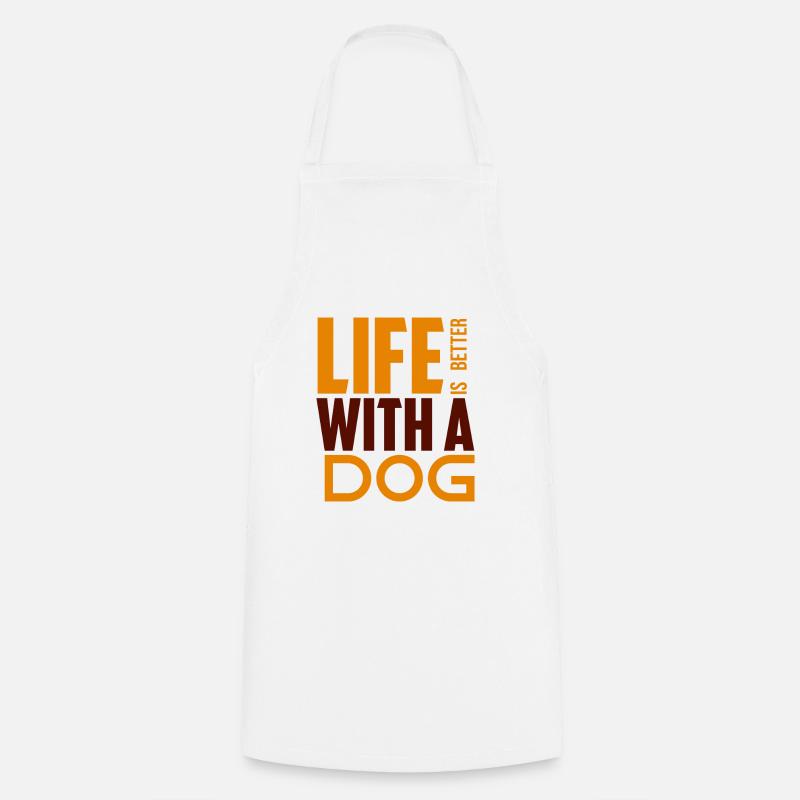 Living with a dog - Cooking Apron - white